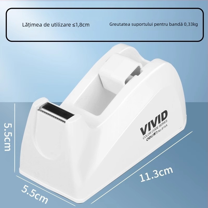 Dispenser pentru bandă adezivă – Model 814a, Carcasă din plastic, Lățimea benzii până la 22 mm, Greutate netă 450 g