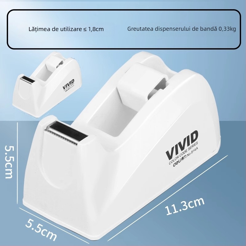 Dispenser pentru bandă adezivă – Model 814a, Carcasă din plastic, Lățimea benzii până la 22 mm, Greutate netă 450 g