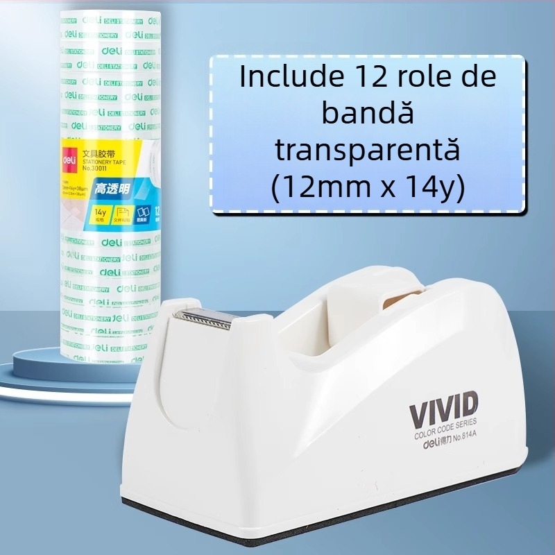 Dispenser pentru bandă adezivă – Model 814a, Carcasă din plastic, Lățimea benzii până la 22 mm, Greutate netă 450 g
