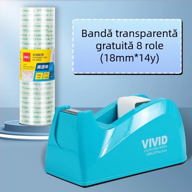 Dispenser pentru bandă adezivă – Model 814a, Carcasă din plastic, Lățimea benzii până la 22 mm, Greutate netă 450 g