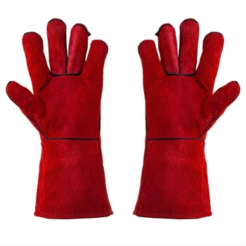 Mănuși de sudură din piele de vită, rezistente la abraziune, rezistente la temperaturi înalte, izolație termică, prelungite și îngroșate