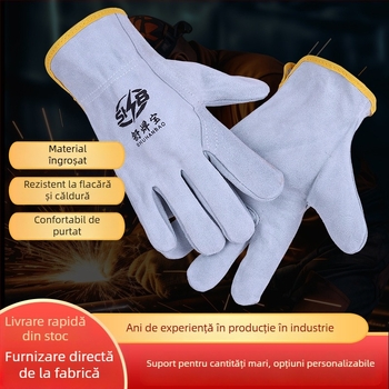 Mănuși de sudură din piele de vită, rezistente la uzură, pentru industrie metalurgică, turnătorie, manipulare și sudură electrică
