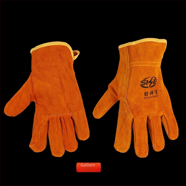 Mănuși de sudură din piele de vită, rezistente la uzură, pentru industrie metalurgică, turnătorie, manipulare și sudură electrică