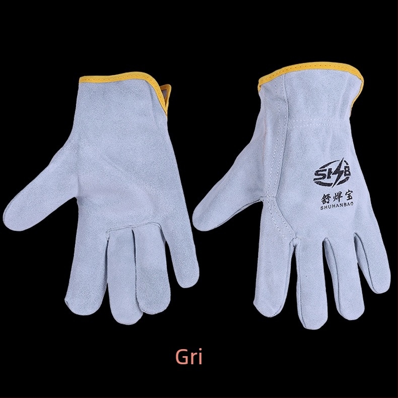 Mănuși de sudură din piele de vită, rezistente la uzură, pentru industrie metalurgică, turnătorie, manipulare și sudură electrică
