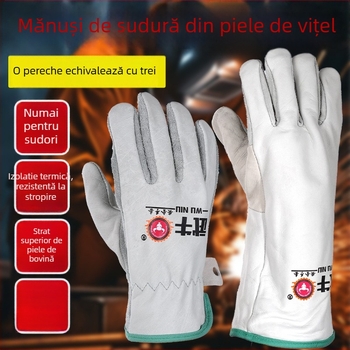 Mănuși pentru sudură Wu Niu – Piele de vită, Piele completă, Cusături ignifuge, Pentru sudură