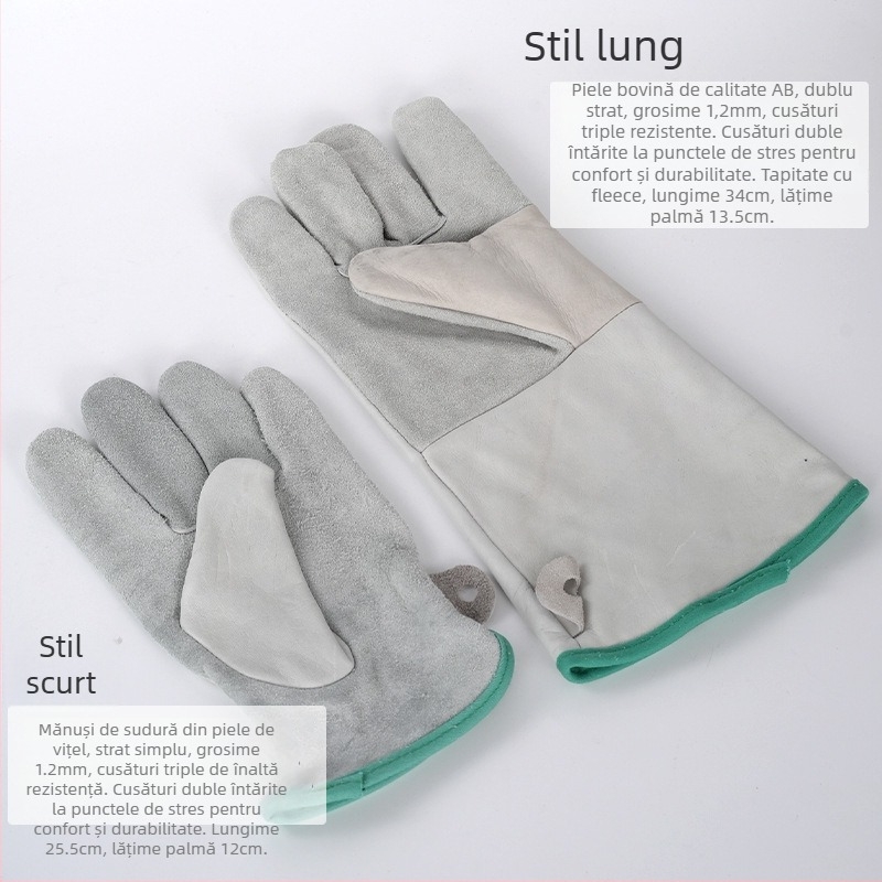 Mănuși pentru sudură Wu Niu – Piele de vită, Piele completă, Cusături ignifuge, Pentru sudură