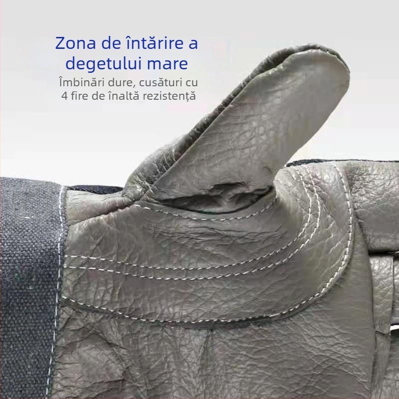 Mănuși de sudură Shenggang, din piele de vițel și pânză, rezistente la abraziune, pentru sudură electrică, reparații la mașini și metalurgie