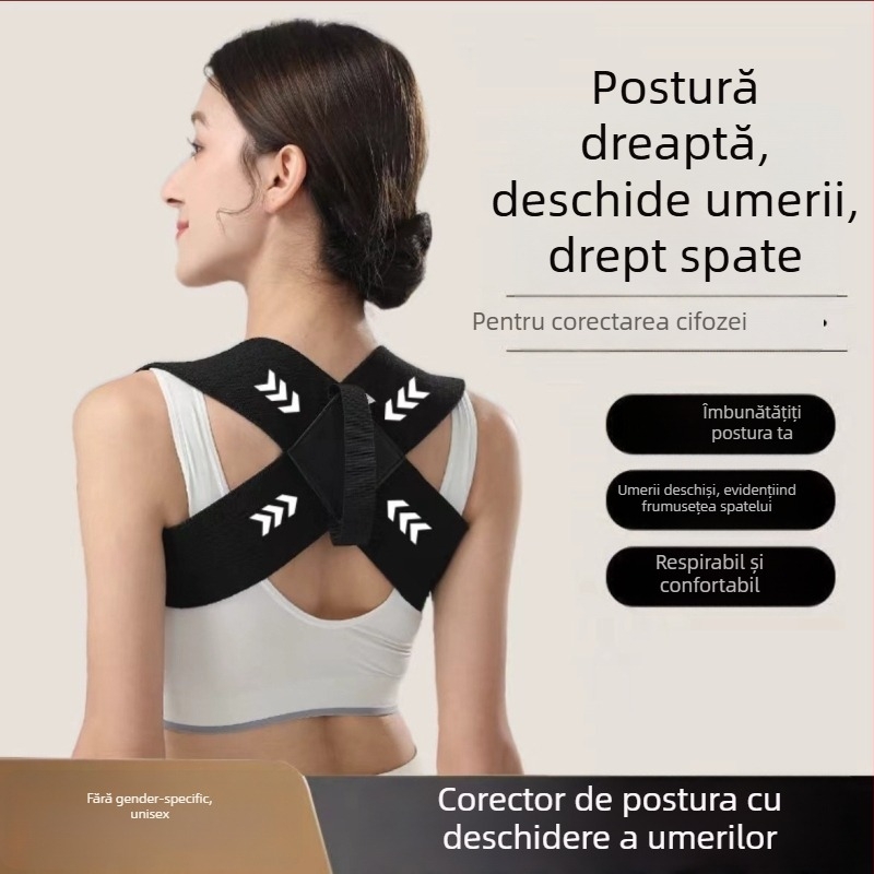 Curea de corecție a posturii cu design cu umeri deschiși, unisex, model DZ215, poliester