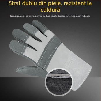 Ji Liuliu Mănuși de sudură – piele de vită + pânză, pentru șantiere electrice