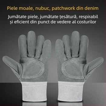 Ji Liuliu Mănuși de sudură – piele de vită + pânză, pentru șantiere electrice