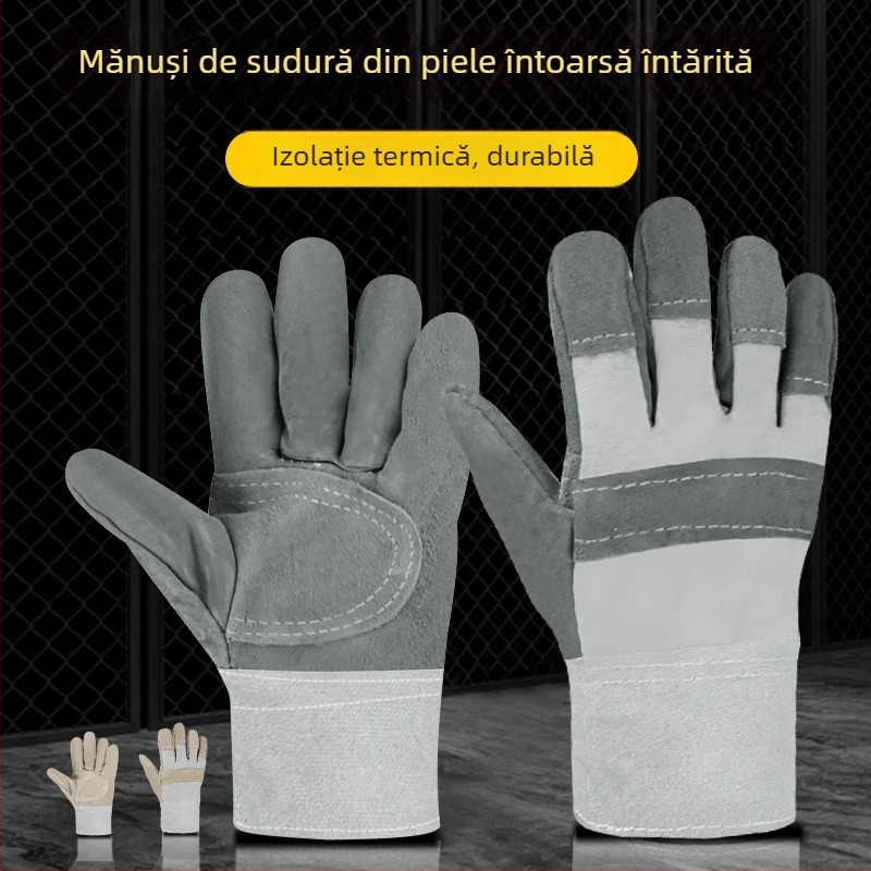 Ji Liuliu Mănuși de sudură – piele de vită + pânză, pentru șantiere electrice