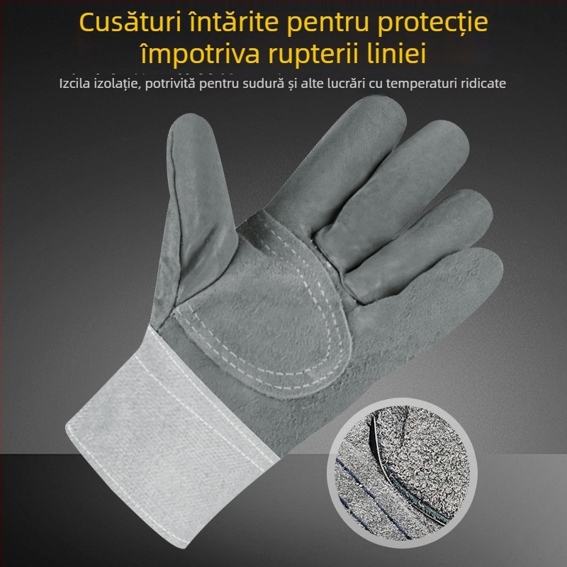 Ji Liuliu Mănuși de sudură – piele de vită + pânză, pentru șantiere electrice