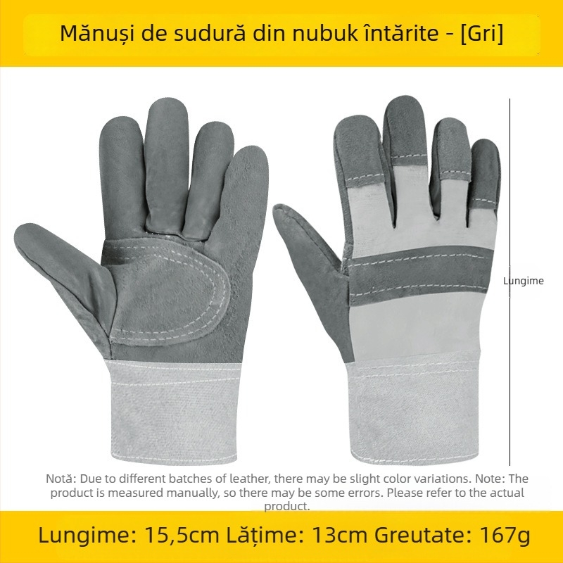 Ji Liuliu Mănuși de sudură – piele de vită + pânză, pentru șantiere electrice