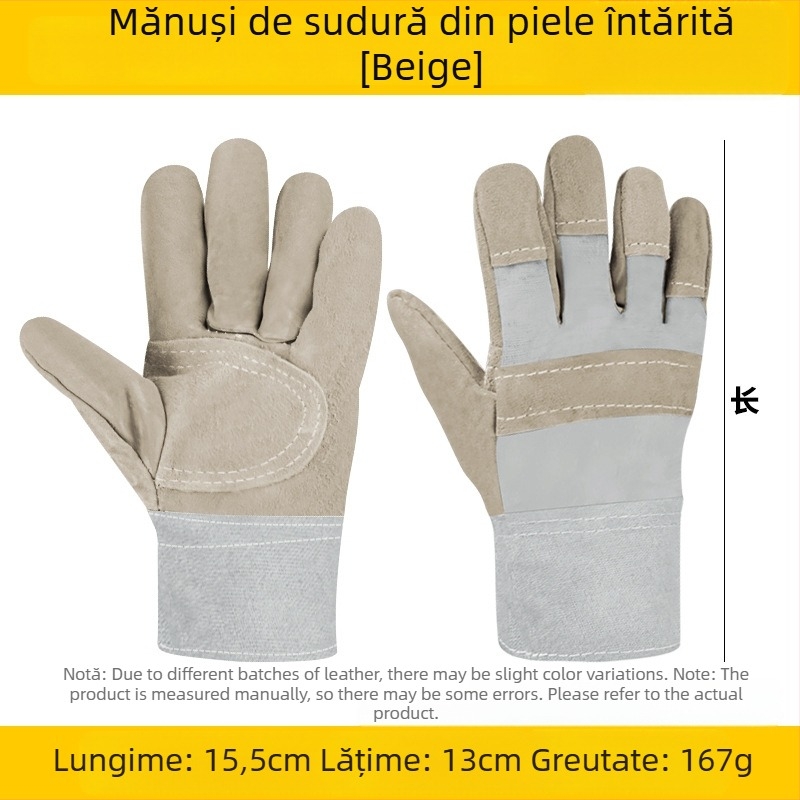 Ji Liuliu Mănuși de sudură – piele de vită + pânză, pentru șantiere electrice