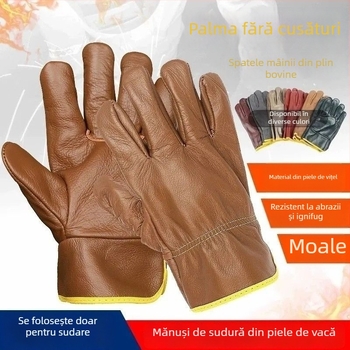 Mănuși de sudură din piele de vițel — rezistente la căldură, ignifuge, rezistente la uzură, cu protecție la tăieturi și perforări, protecție împotriva stropilor de metal