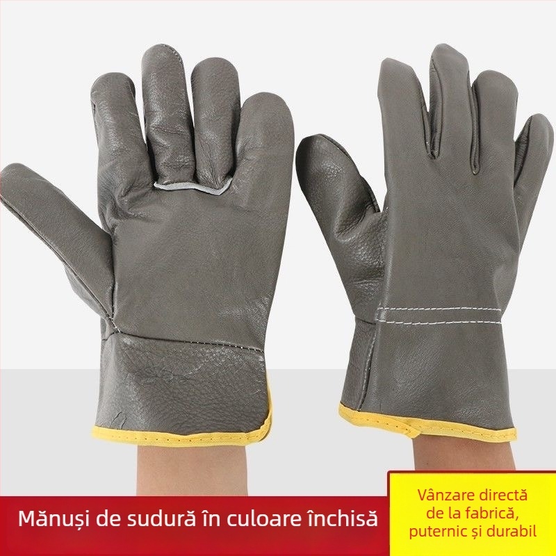 Mănuși de sudură din piele de vițel — rezistente la căldură, ignifuge, rezistente la uzură, cu protecție la tăieturi și perforări, protecție împotriva stropilor de metal