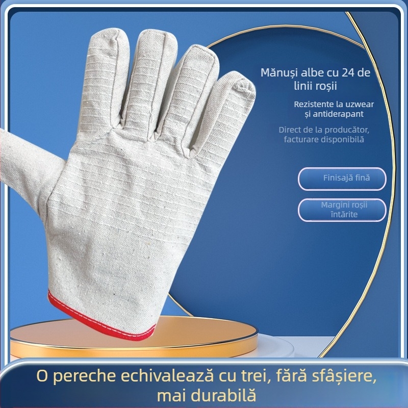 Mănuși de sudură din piele, 24 fire, dublu strat, durabile, antiderapante, îngroșate