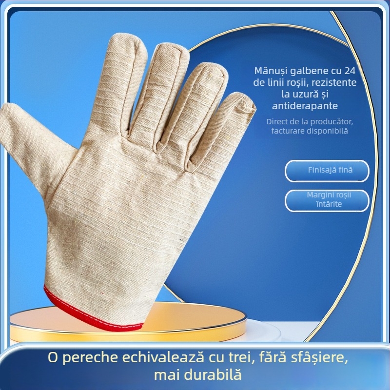 Mănuși de sudură din piele, 24 fire, dublu strat, durabile, antiderapante, îngroșate
