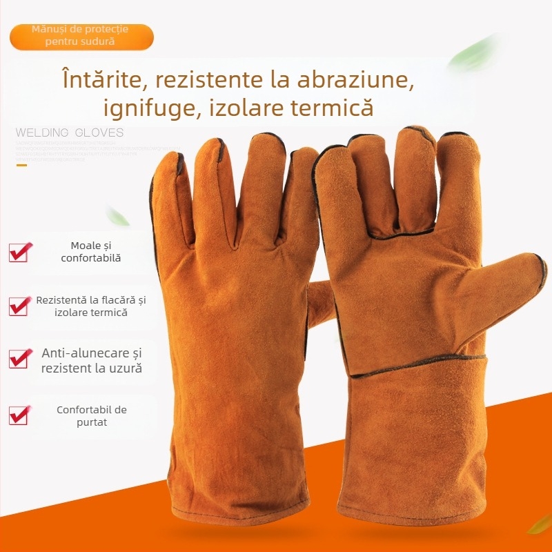 Orlis Mănuși de sudură — Piele de vită, rezistență la temperaturi înalte, anti-arzire, rezistente la uzură; greutăți 208.1 g, 243.1 g, 327.8 g