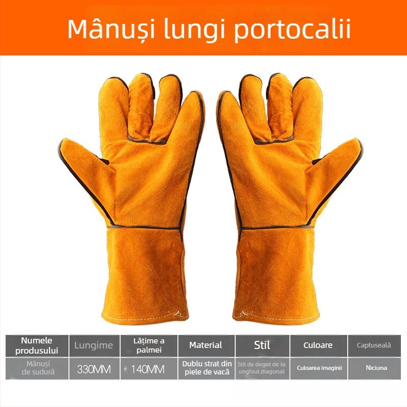 Orlis Mănuși de sudură — Piele de vită, rezistență la temperaturi înalte, anti-arzire, rezistente la uzură; greutăți 208.1 g, 243.1 g, 327.8 g