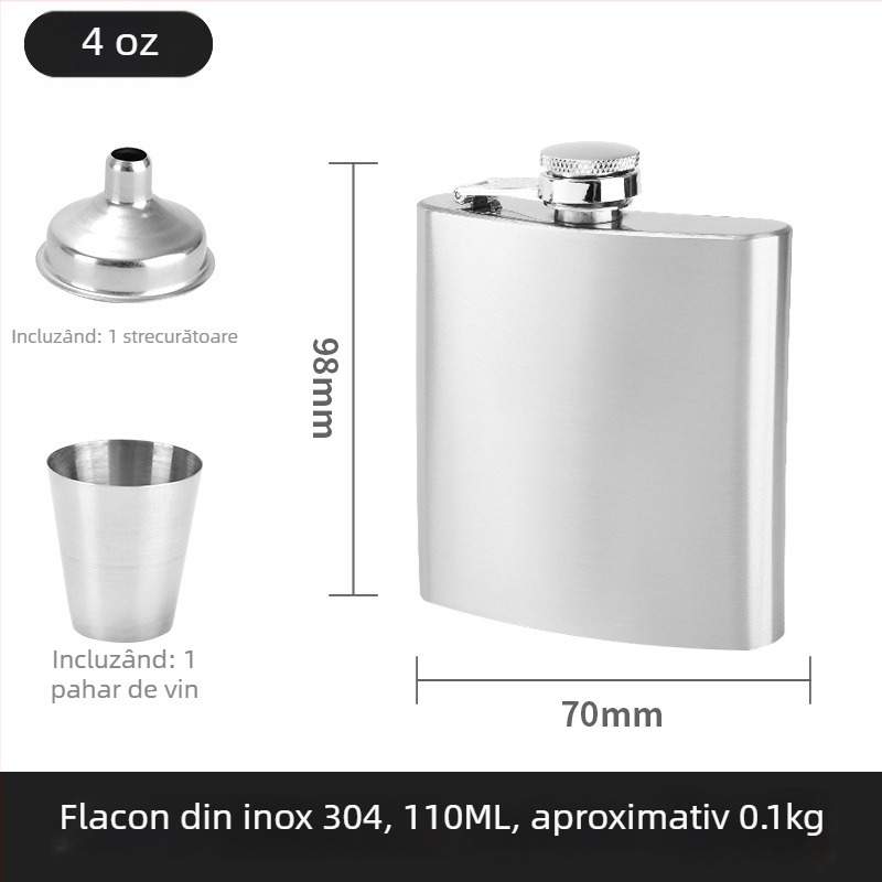 Set de sticle de vin plate din oțel inoxidabil 304, pentru exterior, stil modern minimalist, lansat în 2025