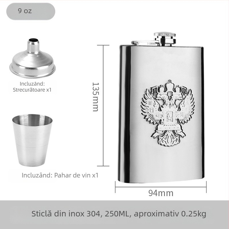 Set de sticle de vin plate din oțel inoxidabil 304, pentru exterior, stil modern minimalist, lansat în 2025