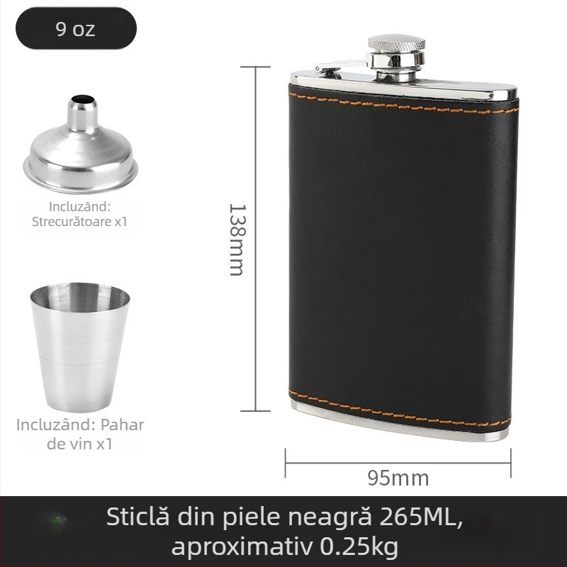 Set de sticle de vin plate din oțel inoxidabil 304, pentru exterior, stil modern minimalist, lansat în 2025