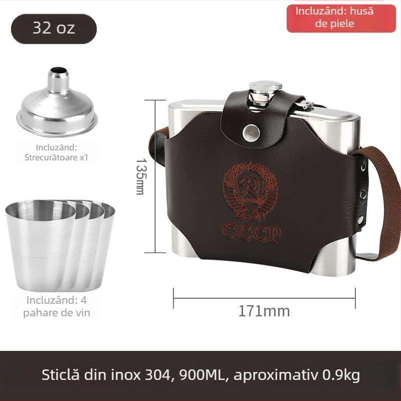 Set de sticle de vin plate din oțel inoxidabil 304, pentru exterior, stil modern minimalist, lansat în 2025