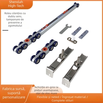 Roată suspendată amortizor cu direcție dublă pentru uși glisante — oțel inoxidabil, Ø28 mm, ax Ø5 mm, sarcină 75–95 kg, potrivită pentru uși din lemn, sticlă și oțel inoxidabil