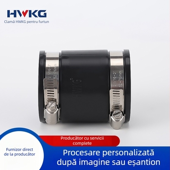 Colier din cauciuc pentru conexiune flexibilă cu diametru variabil — conector tubular reductibil, clemă din cauciuc tip cuplaj moale Hwkg/Hengwei clamp. Diametru nominal: 1.5–2 in și mai mare; Diametru de fixare: 1.5–2 in și mai mare; Gama aplicabilă: 1.5–