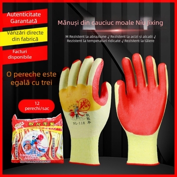 Mănuși Altair cu acoperire din film, îngroșate, pentru șantiere, antiderapante, rezistente la uzură, mănuși de protecție din cauciuc