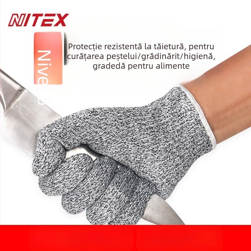 NITEX N1305 mănuși anti-tăiere, nivel 5, HPPE, pentru prelucrarea alimentelor, grădinărit și reparații auto
