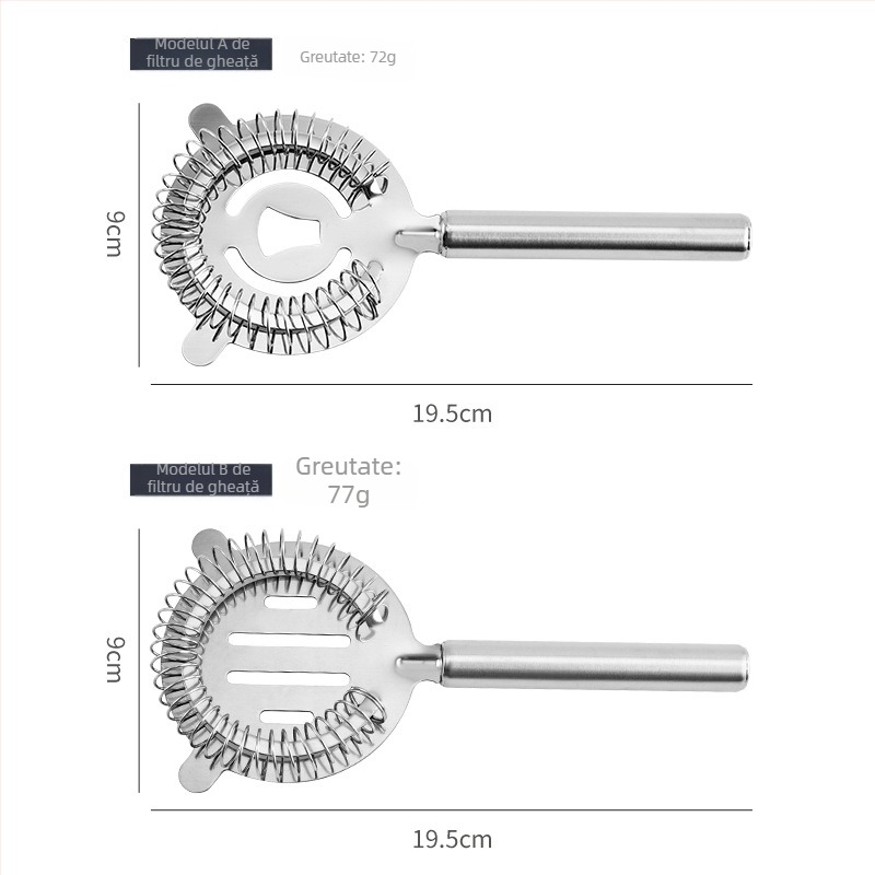 Filtru de gheață din oțel inoxidabil și instrument de blocare a gheții pentru cocktailuri, ceai cu lapte și cafea - stil minimalist modern, 72 g
