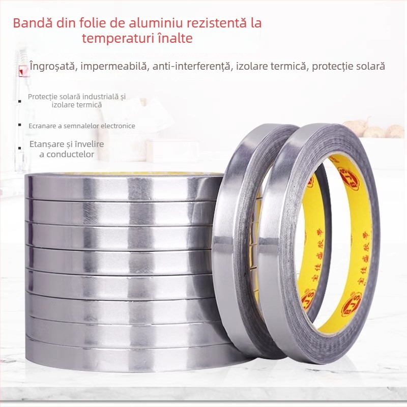 Bandă din folie de aluminiu - rezistentă la temperaturi înalte, conductivă și anti-statică, grosime 0,05–0,2 mm, folie de aluminiu, pentru baterii de telefoane, monitoare și compresoare de aer condiționat