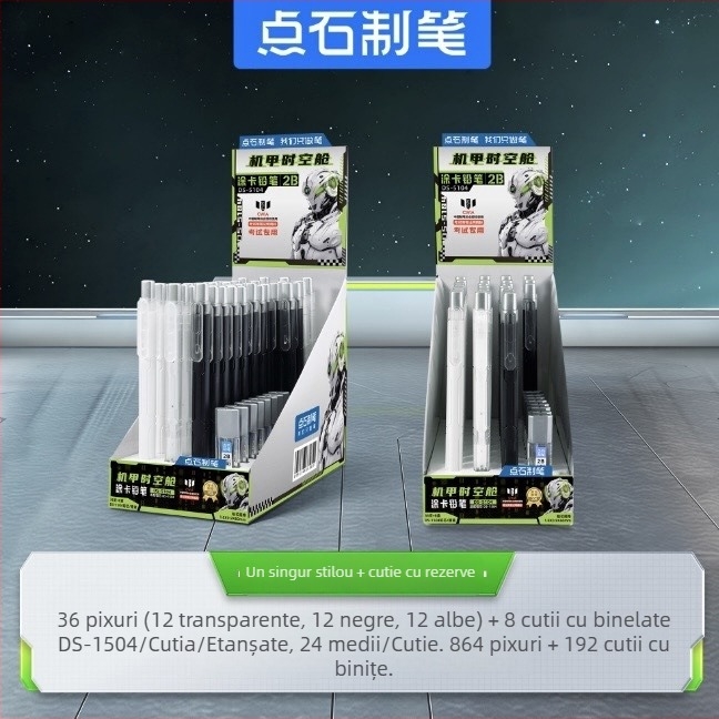 Creion mecanic pentru examenele elevilor, grafit 2B, modelul 5104, carcasă din plastic, Touchstone