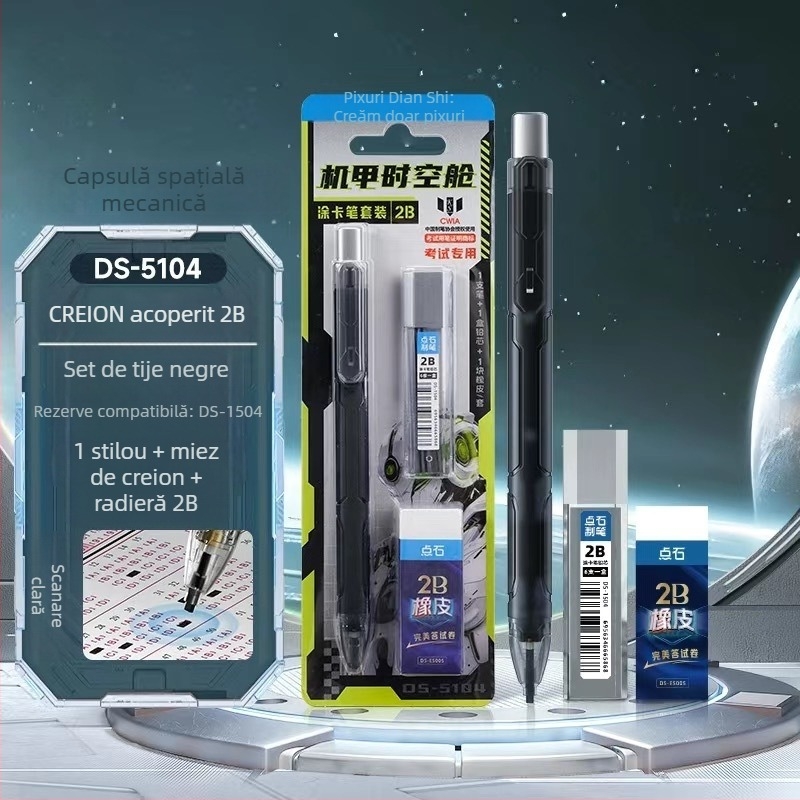 Creion mecanic pentru examenele elevilor, grafit 2B, modelul 5104, carcasă din plastic, Touchstone