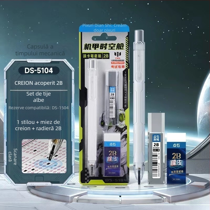 Creion mecanic pentru examenele elevilor, grafit 2B, modelul 5104, carcasă din plastic, Touchstone