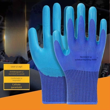 Mănuși din latex, textură embosată, antiderapante, pentru uz în fabrici/șantiere, rezistente la tăiere