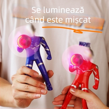 Ventilator-jucărie cu LED, din plastic, portabil, operare manuală, pentru elevi