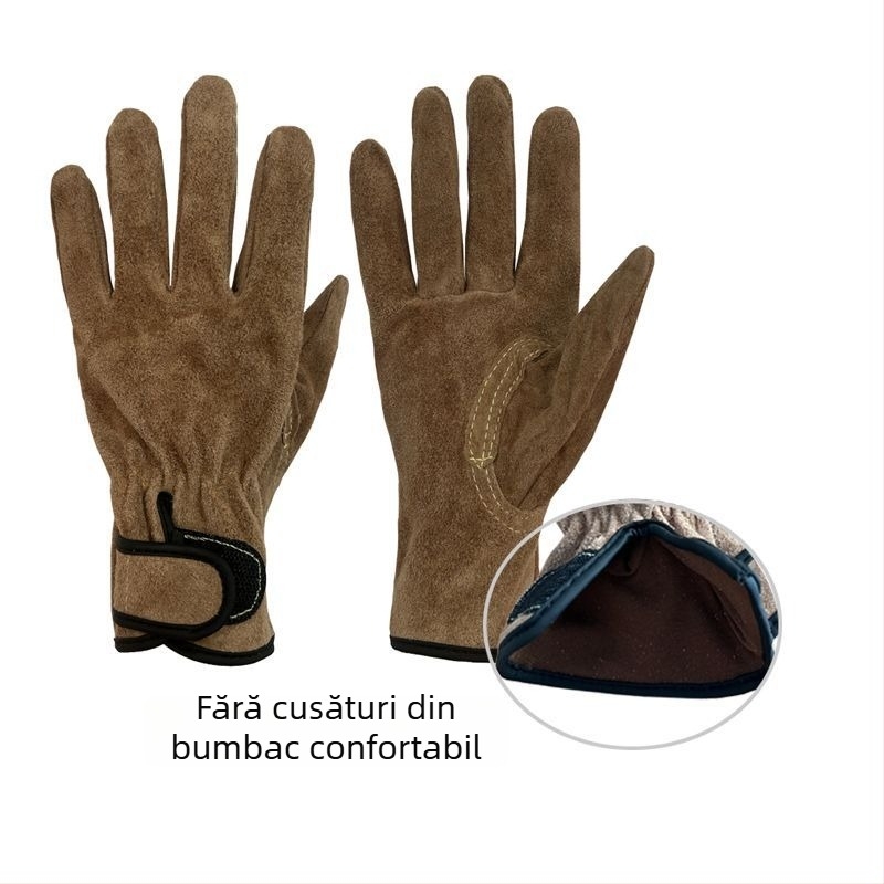 Mănuși de sudură din piele de vită — rezistente la abraziune, la căldură și la flacără, anti-perforație, pentru lucru în exterior