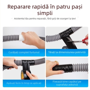 Bandă de reparație pentru scurgeri la țevi – bază textilă, autoadezivă, rezistentă la apă, etanșare pentru țevi, chiuvete și mașini de spălat