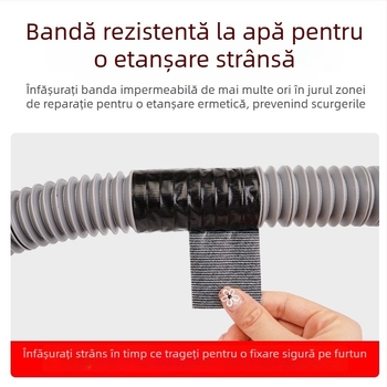 Bandă de reparație pentru scurgeri la țevi – bază textilă, autoadezivă, rezistentă la apă, etanșare pentru țevi, chiuvete și mașini de spălat