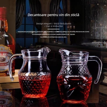 Decantator de vin cu corp îngroșat, stil modern minimalist; capacitate 1–100 ml; lansat în 2023; set.