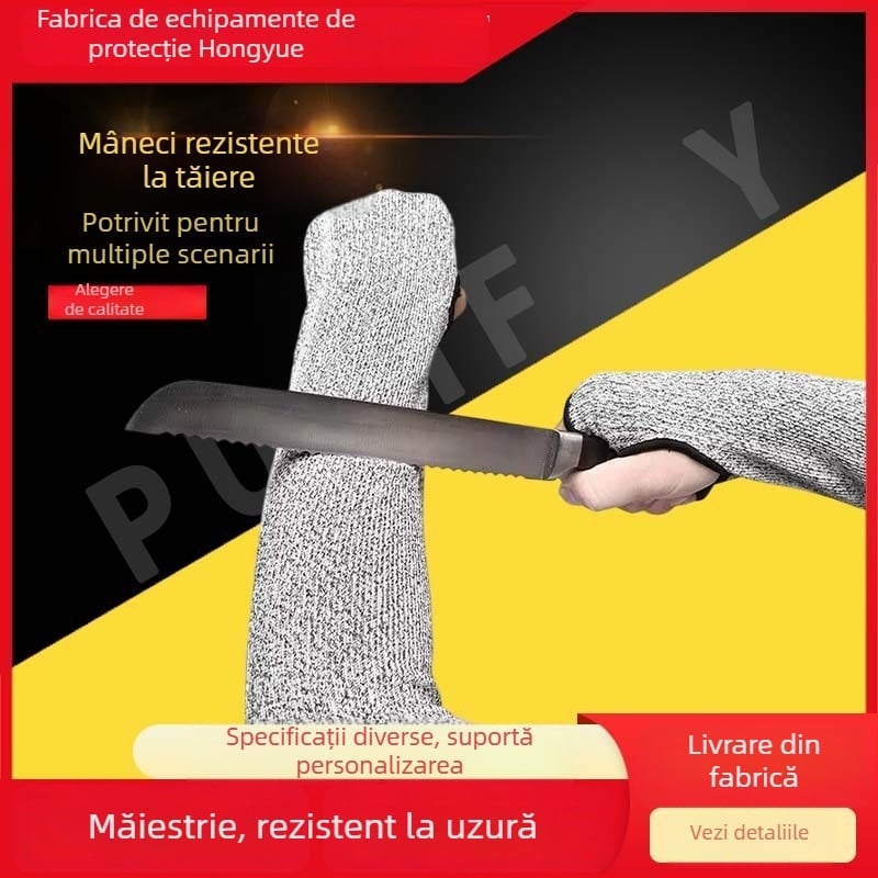 Manșete de protecție anti-tăiere, nivel 5, pentru industria sticlei