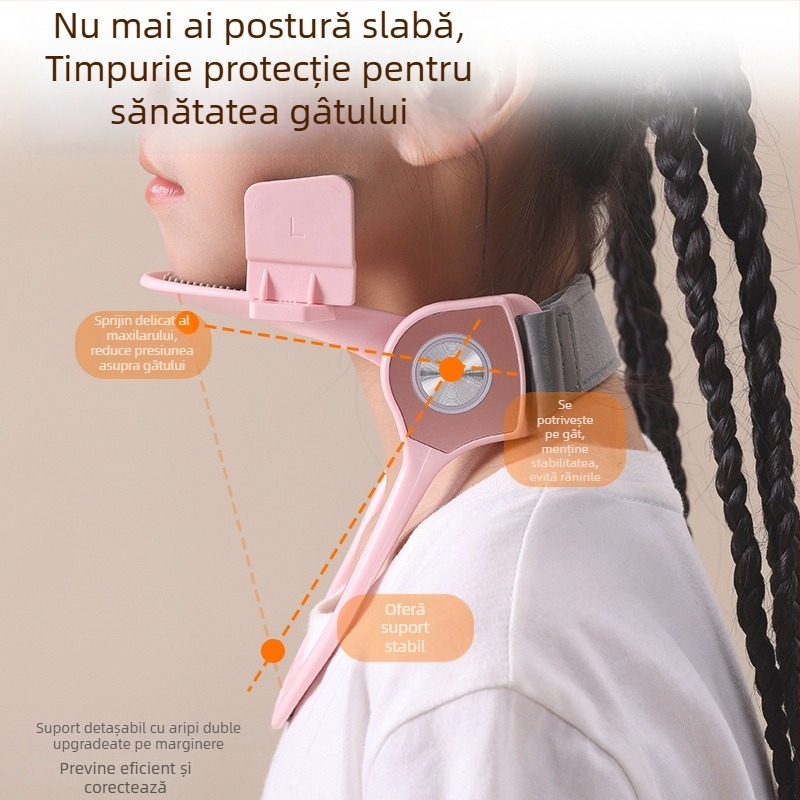 Connishen Colier cervical pentru copii, îmbunătățit, pentru corecția posturii – ABS+PC, suport pentru gât, model H304, garanție 6 luni