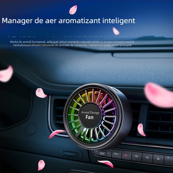 Ventilator USB pentru aromaterapie, la conducta de aer a mașinii, 5 palete, motor fără perii, afișaj digital, pliabil
