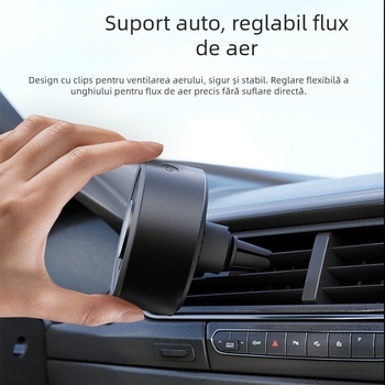 Ventilator USB pentru aromaterapie, la conducta de aer a mașinii, 5 palete, motor fără perii, afișaj digital, pliabil