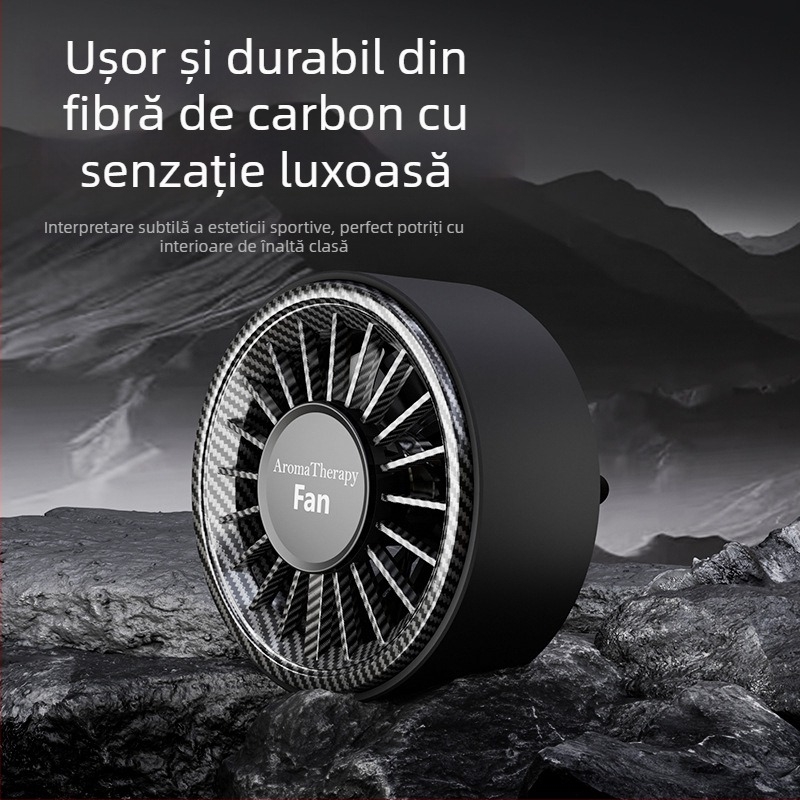 Ventilator USB pentru aromaterapie, la conducta de aer a mașinii, 5 palete, motor fără perii, afișaj digital, pliabil