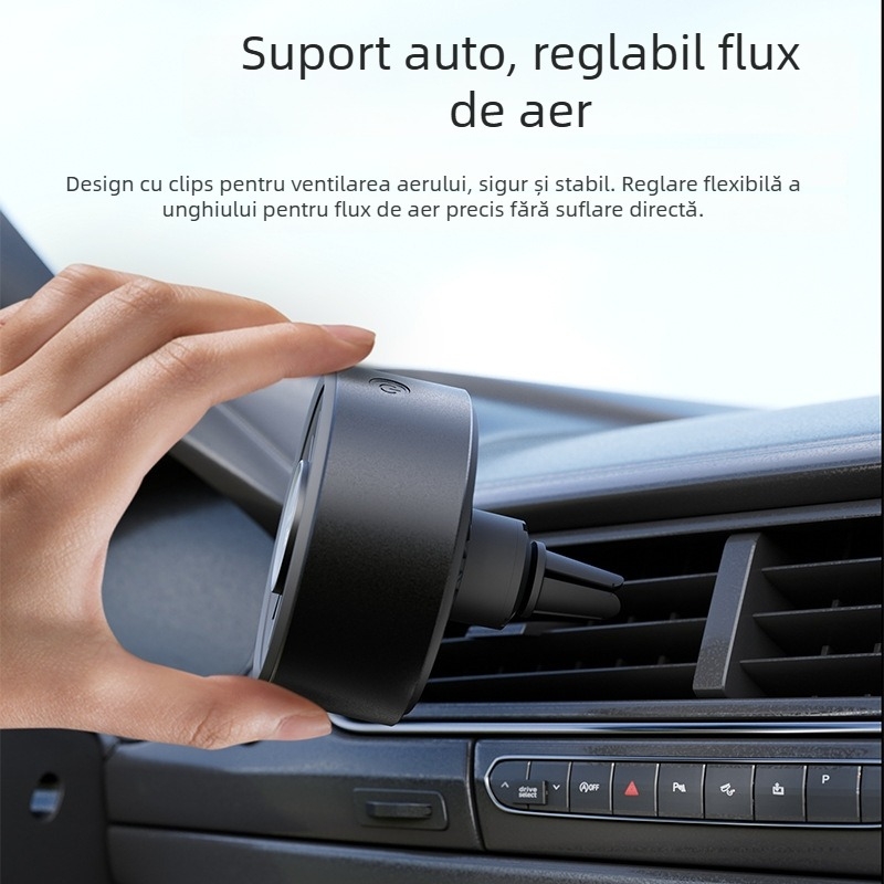 Ventilator USB pentru aromaterapie, la conducta de aer a mașinii, 5 palete, motor fără perii, afișaj digital, pliabil