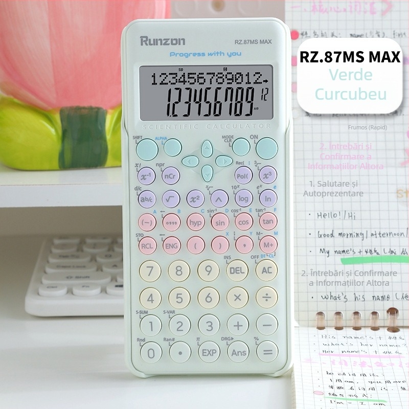Calculator științific pentru studenți – portabil, ecran de 12 cifre, plastic ABS, model RZ.87ms, imprimare logo personalizat, baterie neincluse